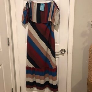 Umgee USA maxi dress striped ruffle size medium